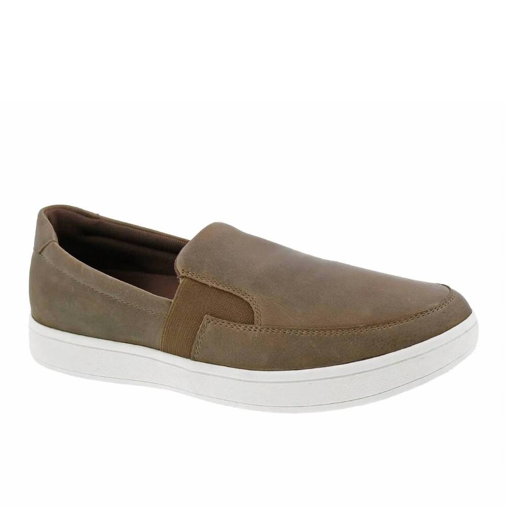 NEW DREW men's jump slip-on sneakers in brown leather